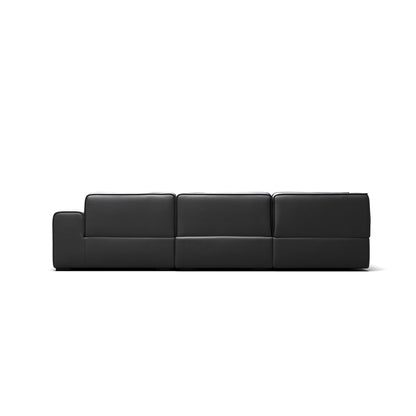 Domus Modular Dark Gray  Leather U Shaped Sectional-Black-Facing Right