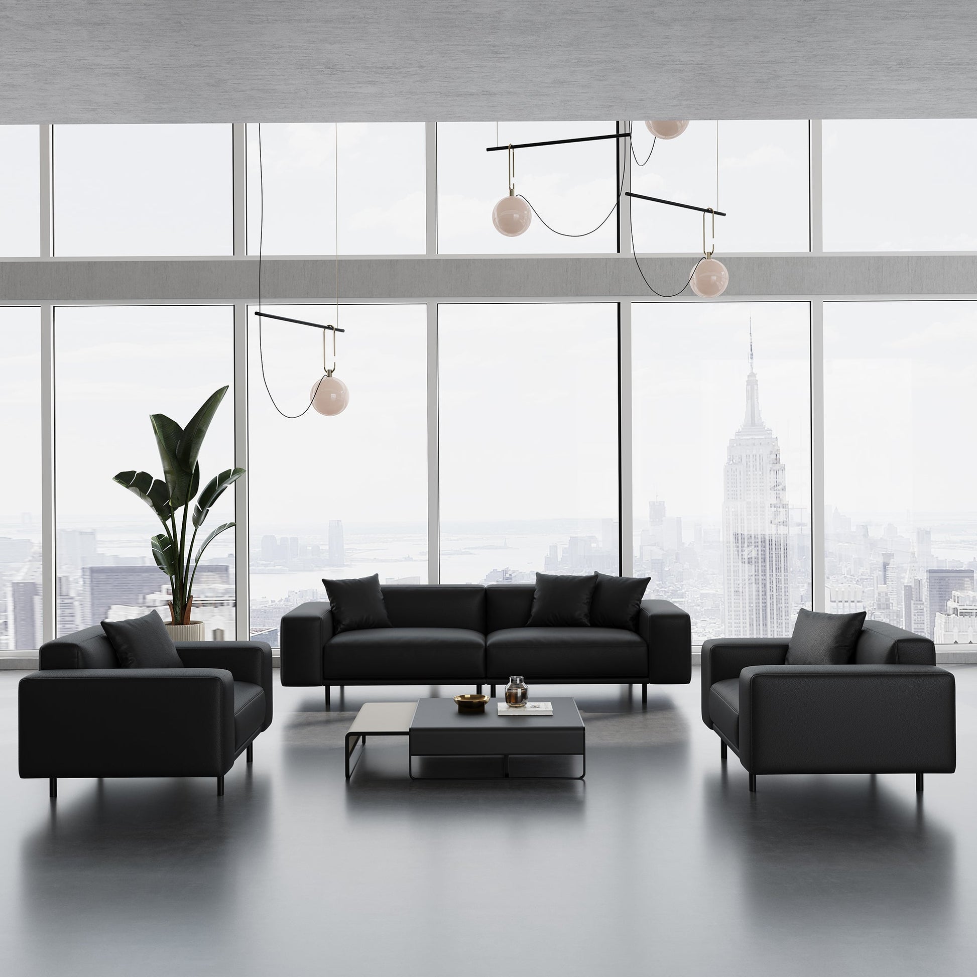 Noble Dark Gray Leather Armchair-Dark Gray