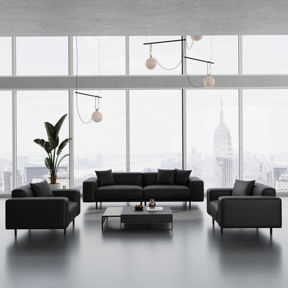 Noble Dark Gray Leather Armchair-Dark Gray