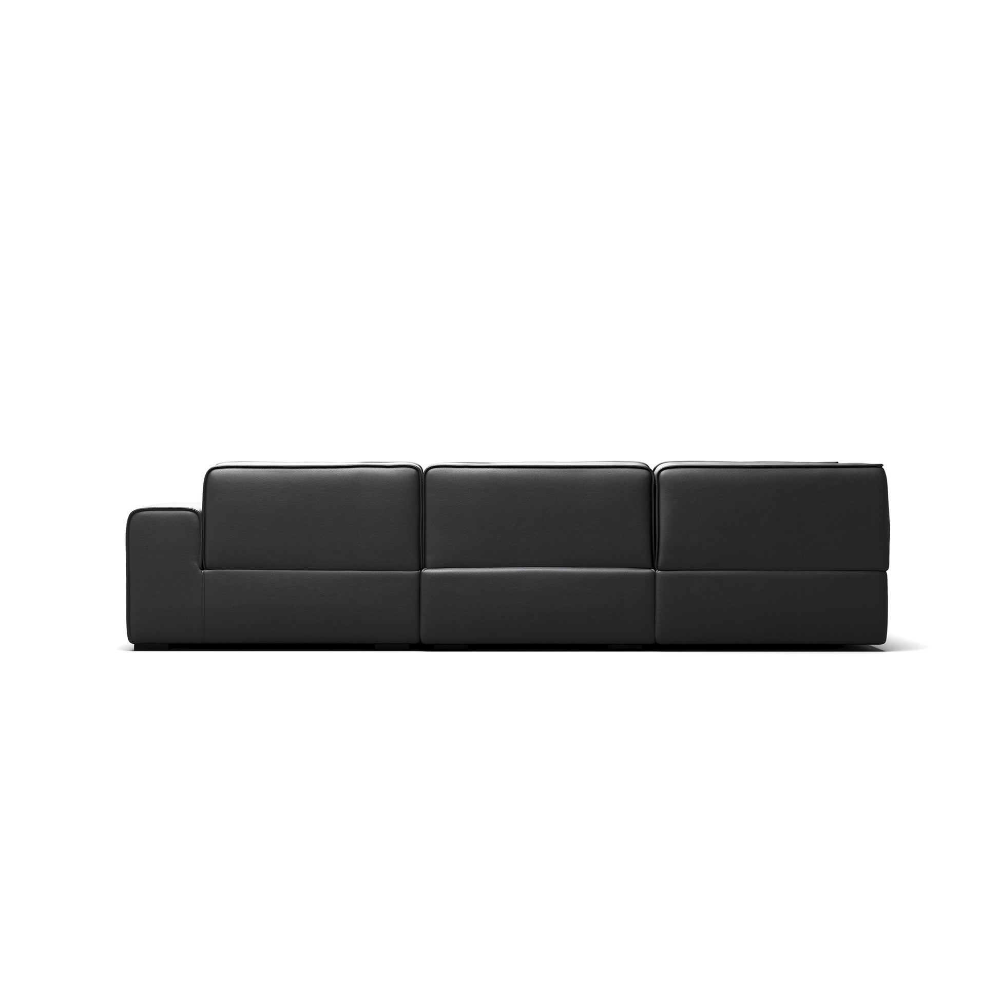 Domus Modular Dark Gray  Leather U Shaped Sectional-Black-Facing Right
