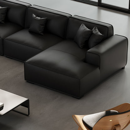 Domus Modular Dark Gray Leather U Shaped Sectional-Black