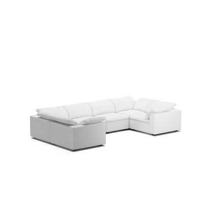 Tender Wabi Sabi U Shaped White Sectional Sofa-White-165.4"