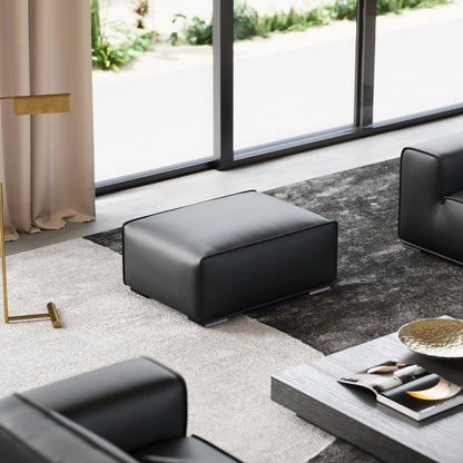 Domus Modular Black Leather Sofa Set-Black