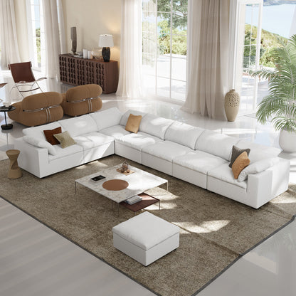 Tender Wabi Sabi L Shaped Sectional-White-7 Seater 165.4"