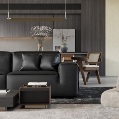Domus Modular Dark Gray Leather Sofa-Black