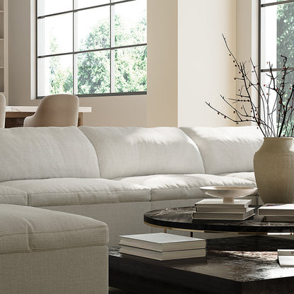 Tender Wabi Sabi Beige Sofa and Regular Ottoman-White