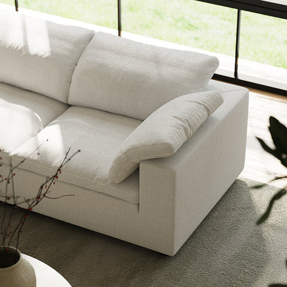 Tender Wabi Sabi Beige Sofa and Regular Ottoman-White