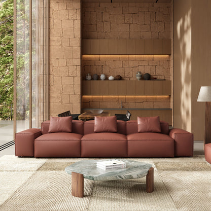 Flex Modular Brown Genuine Leather Sofa-Brown