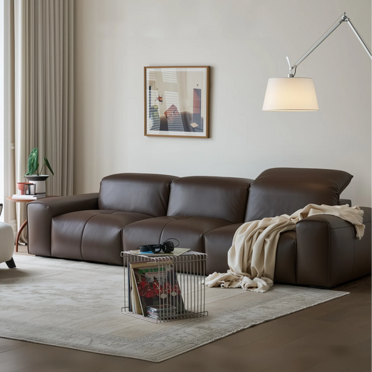 Nero Brown Recliner Leather Lounge Sofa