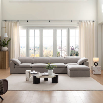 Tender Wabi Sabi Beige Sofa and Ottoman-Gray