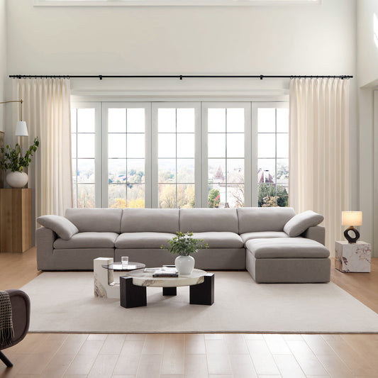 Tender Wabi Sabi Beige Sofa and Ottoman-Gray