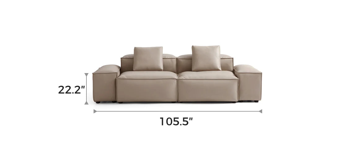 Cube Modular Khaki Genuine Leather Sofa