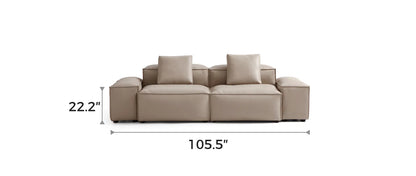 Cube Modular Khaki Genuine Leather Sofa