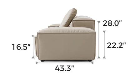 Cube Modular Beige Genuine Leather Armchair