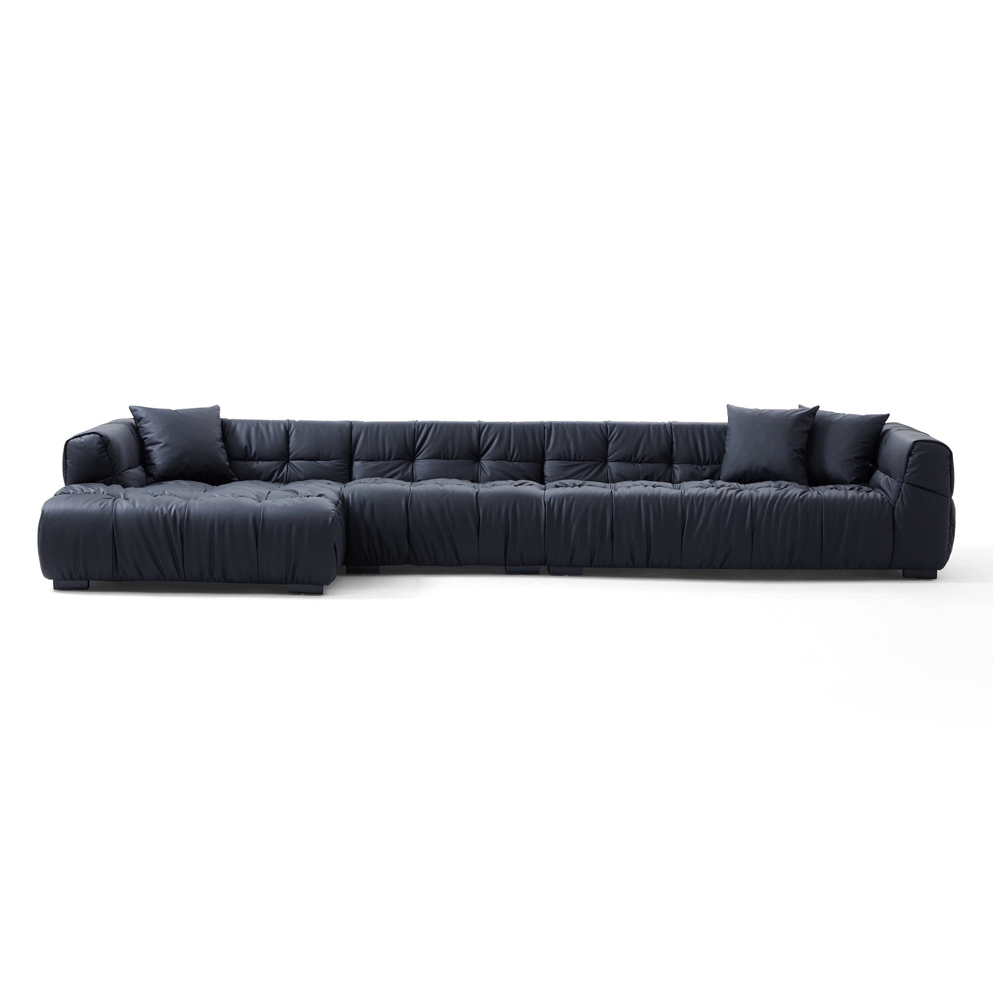 Boba Black Leathaire Sectional Set-Black-153.5″-Facing Left
