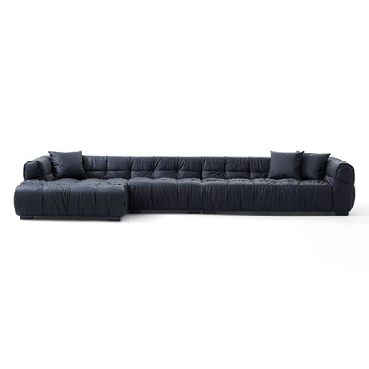 Boba Black Leathaire Sectional Set-Black-153.5″-Facing Left
