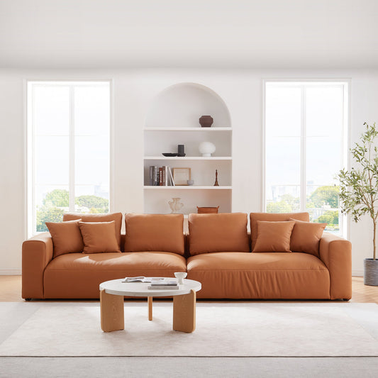 Nathan Modular Orange Leather Sofa-Orange