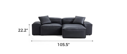 Cube Modular Black Genuine Leather Double-Sided Sectional
