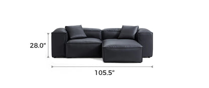 Cube Modular Black Genuine Leather Sectional