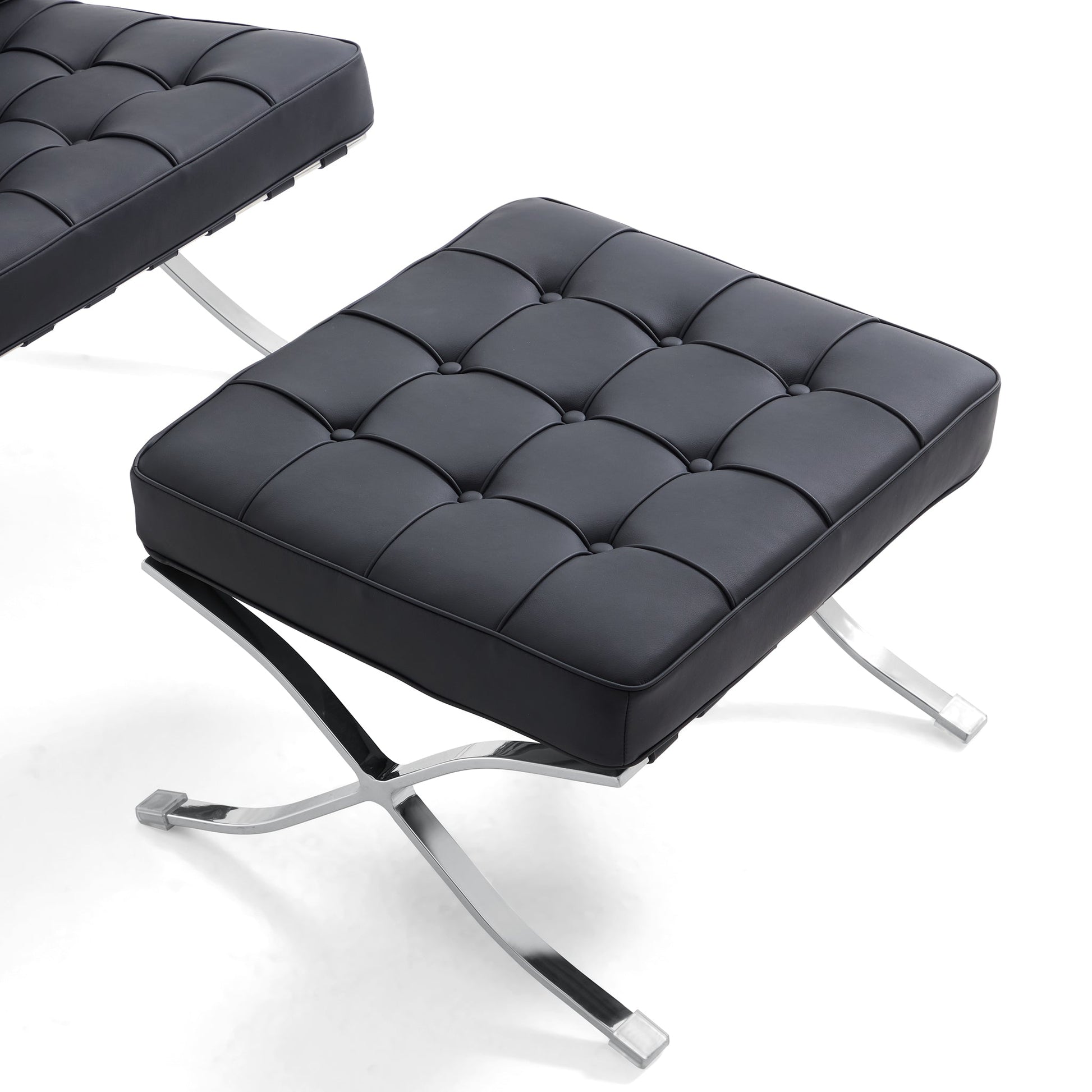 Barcelona Leather Lounge Chair-Black