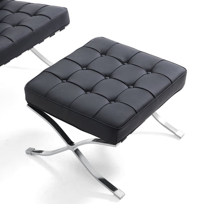 Barcelona Leather Lounge Chair-Black