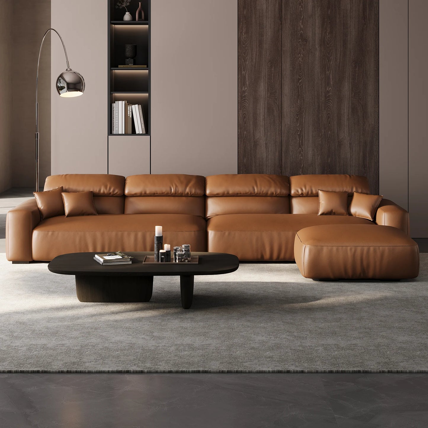 Chestnut Sofa and Ottoman