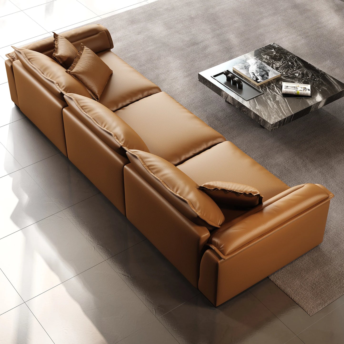 Sandwich Genuine Leather Sofa