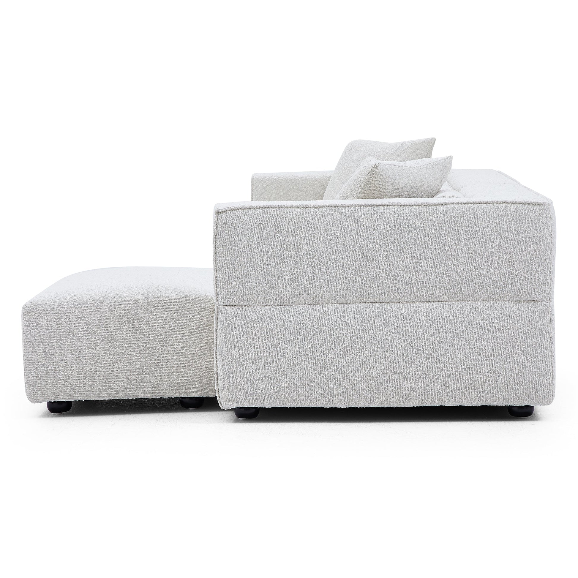 Nordic Modern Creamy Sofa with Ottoman-White