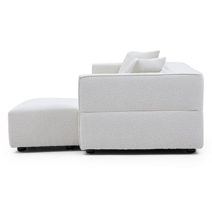 Nordic Modern Creamy Sofa with Ottoman-White
