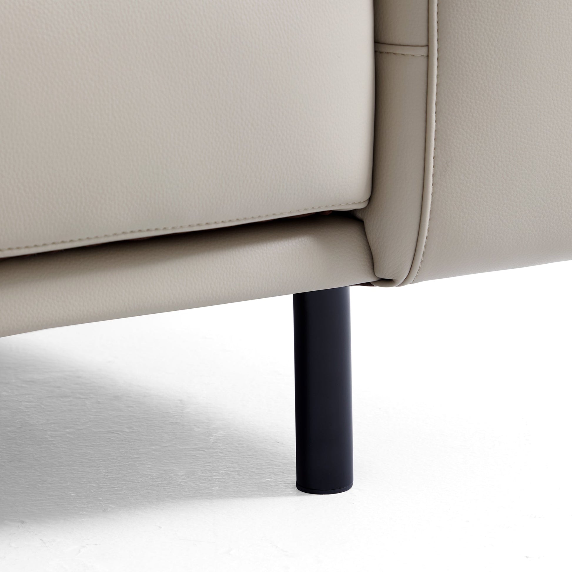 Noble Dark Gray Leather Sofa-Beige