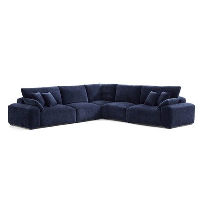 The Empress Navy Blue Corner Sectional-Navy Blue-128.0"