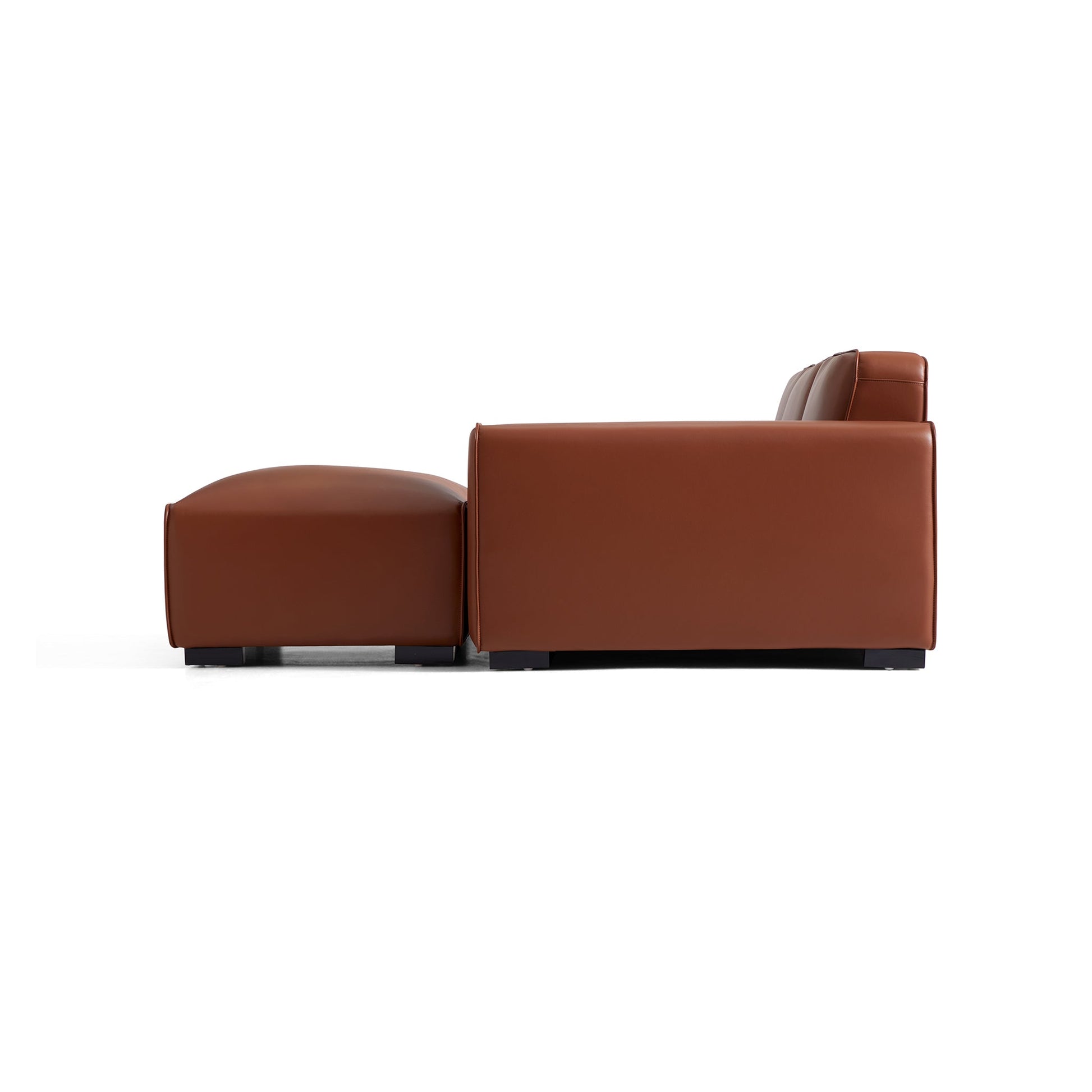 Domus Modular Khaki Leather Sofa and Ottoman-Brown