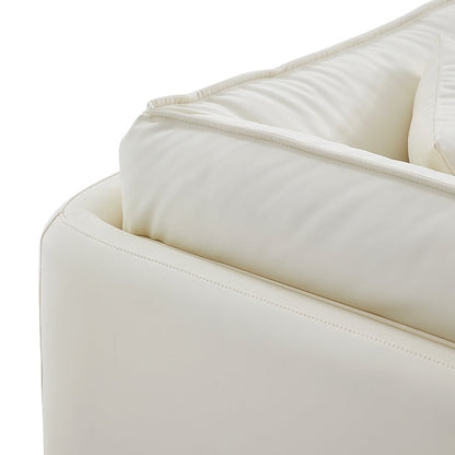 Vanilla White Leather Armchair-White