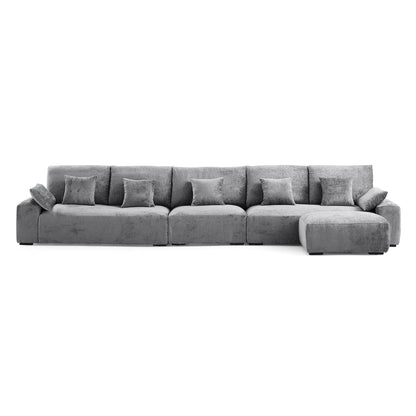 The Empress Beige Sofa and Ottoman-Gray-175.6"