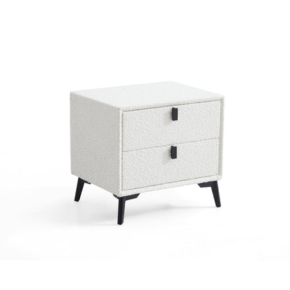 Cushy Boucle Fabric Nightstand-19.7"