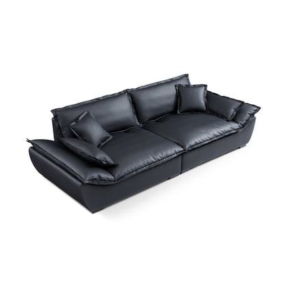 Casper Sailboat Leather Sofa-Black