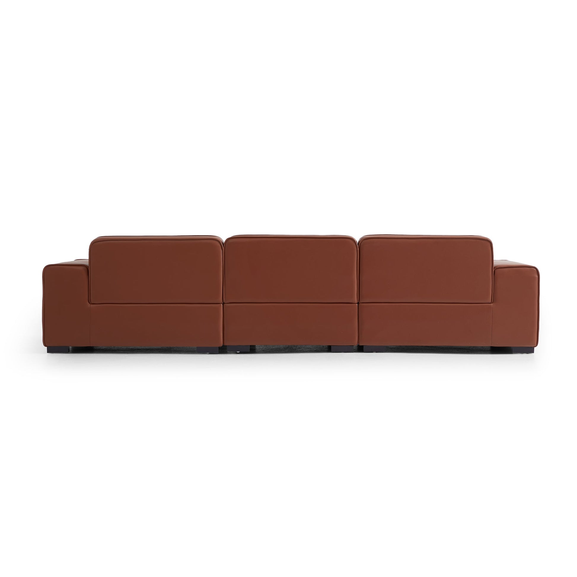 Domus Modular Black Leather Sofa-Brown-129.9″