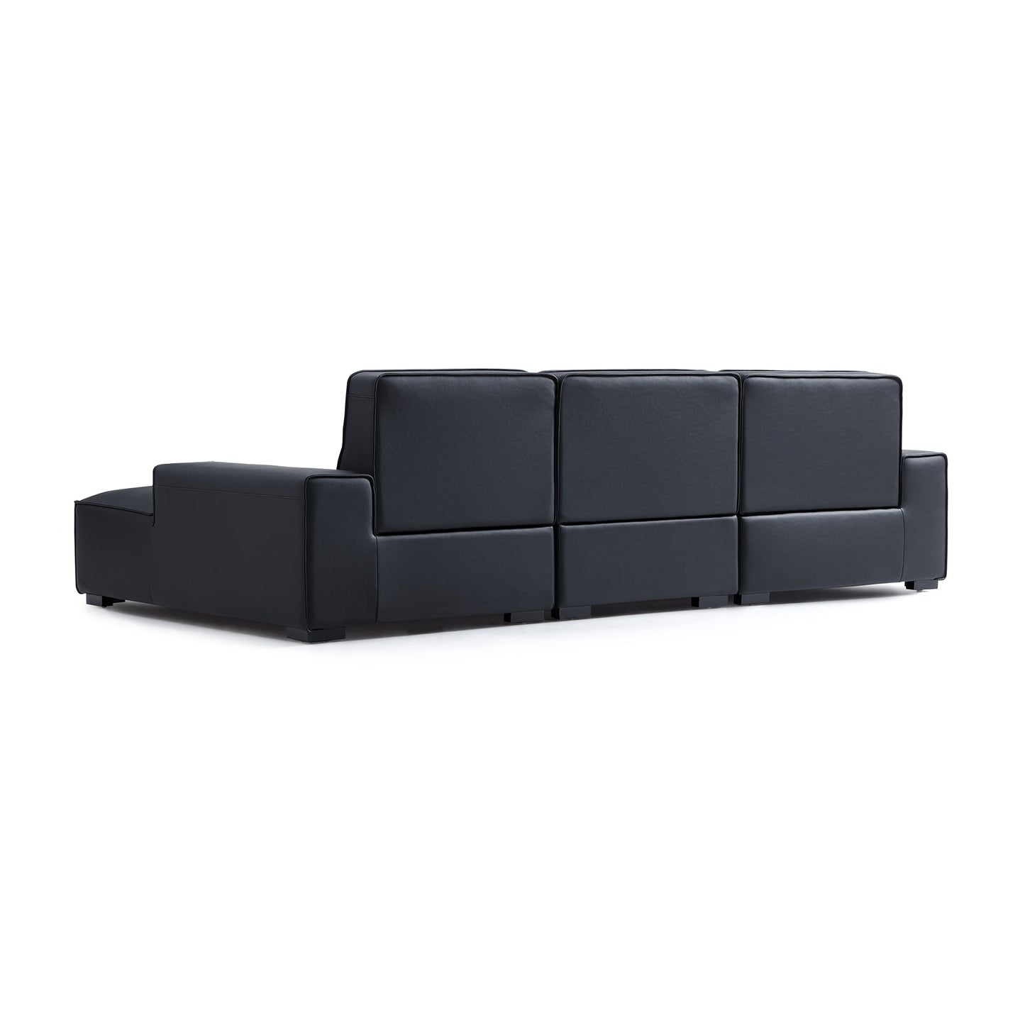 Domus High Back Modular Leather Sectional-Black-125.2"-Facing Right