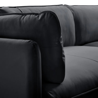 Vanilla Black Leather Sofa
