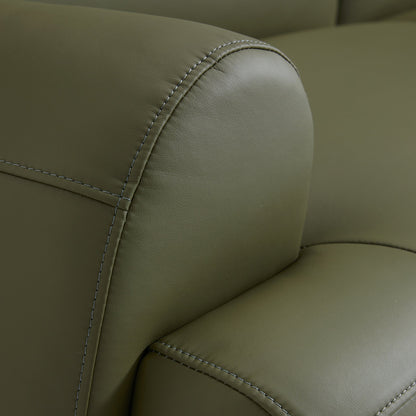 Brenley Modern Italian Leather Sofa-Olive