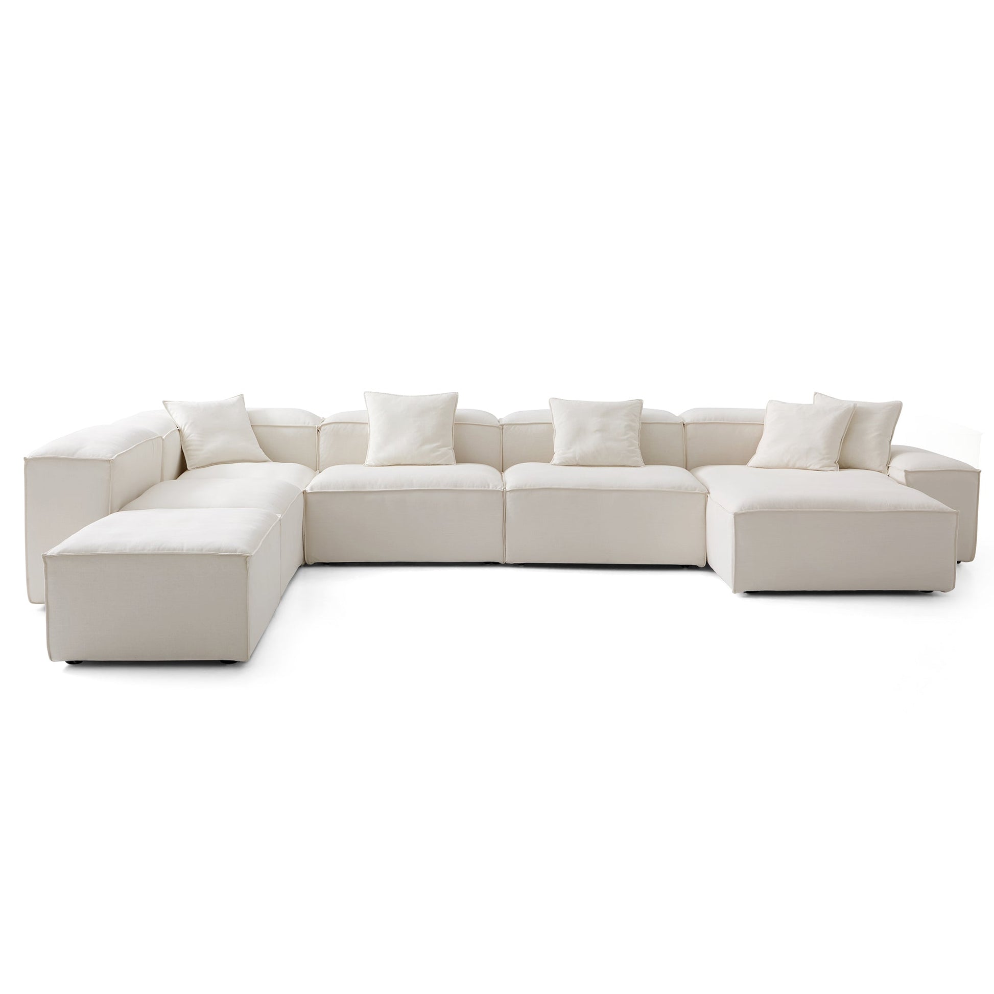 Freedom Modular Beige Open End Sectional Sofa-Beige-177.2"-Low