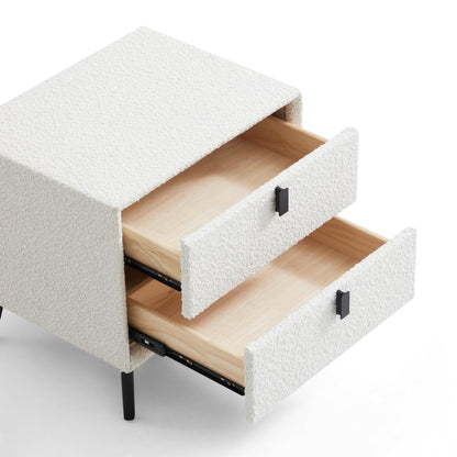 Cushy Boucle Fabric Nightstand-19.7"