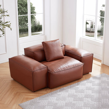 Cube Modular Brown Genuine Leather Armchair