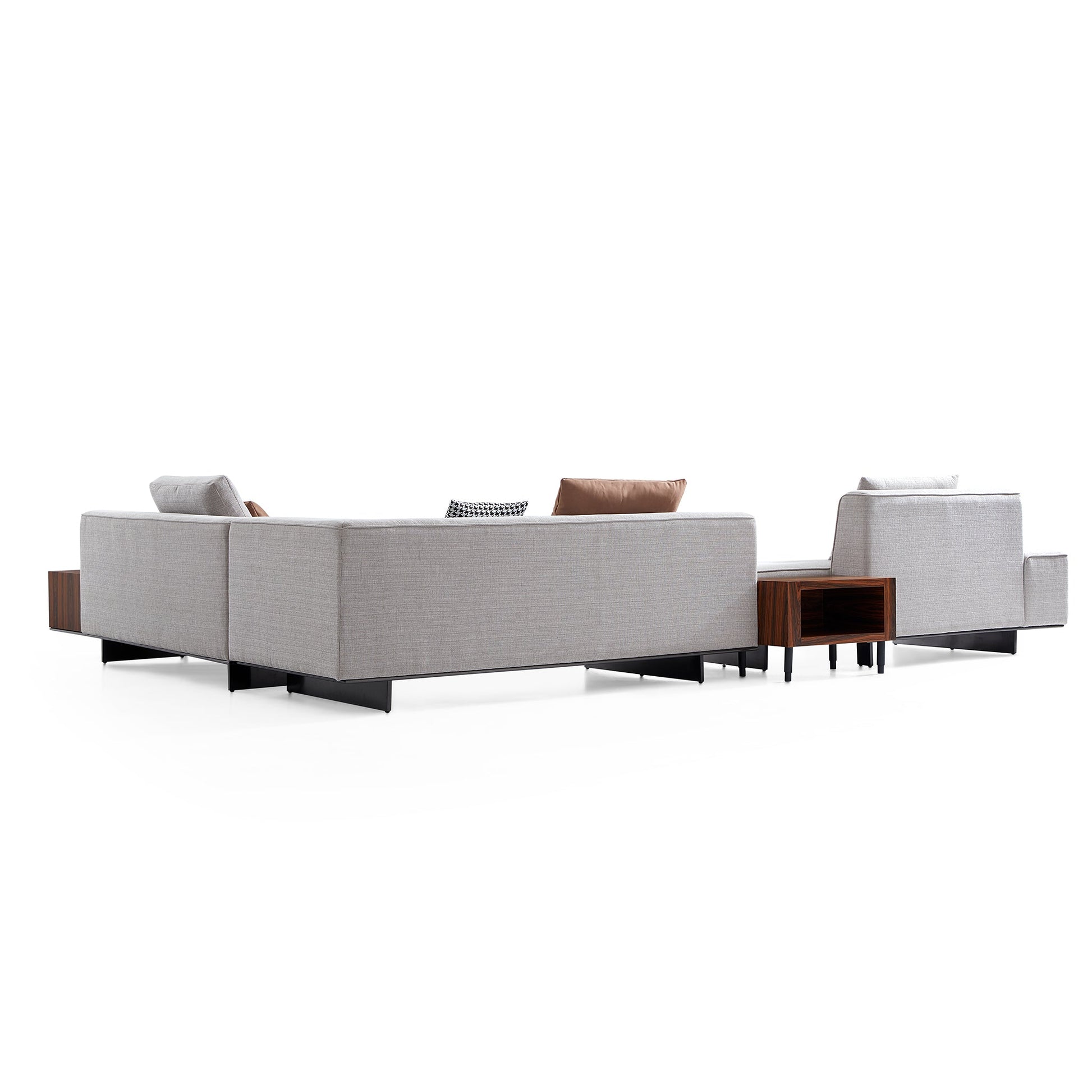 Brandy Channel Tufting Sectional with Coffee Table-Gray-173.2"(2)
