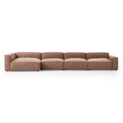 Luxury Minimalist Brown Fabric Sectional Set-Brown-185.0"-Facing Left