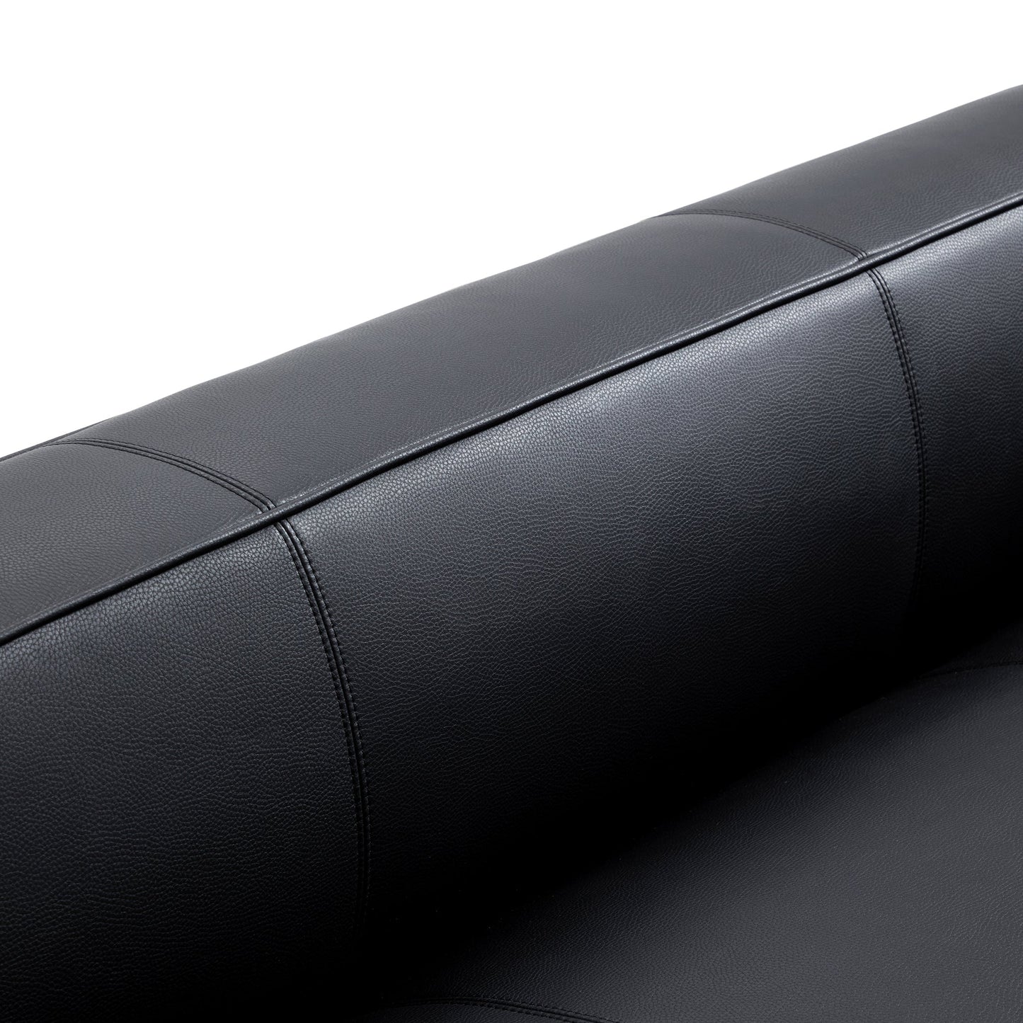Brancaster Black Genuine Leather Tuxedo Sofa-Black