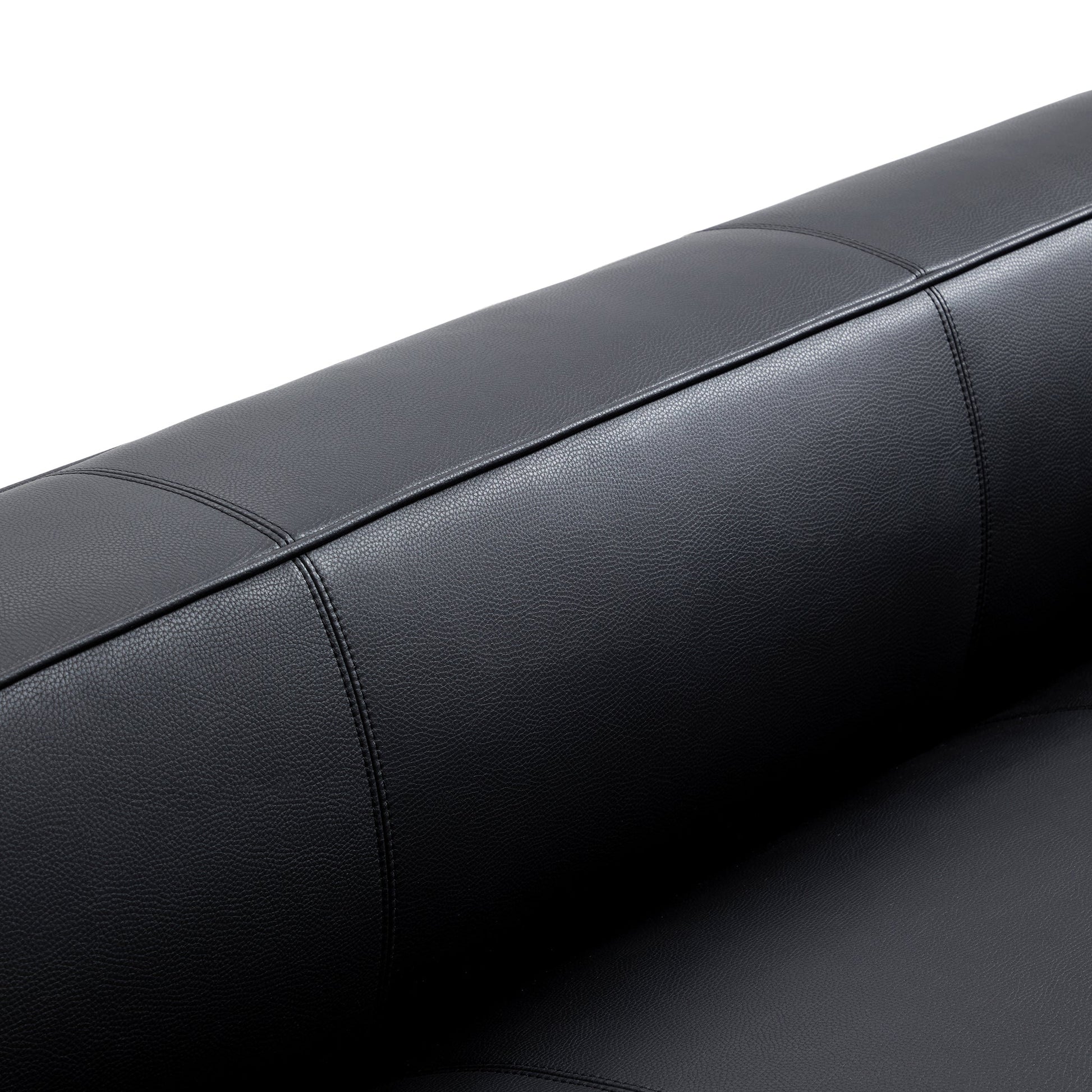 Brancaster Black Genuine Leather Tuxedo Sofa-Black