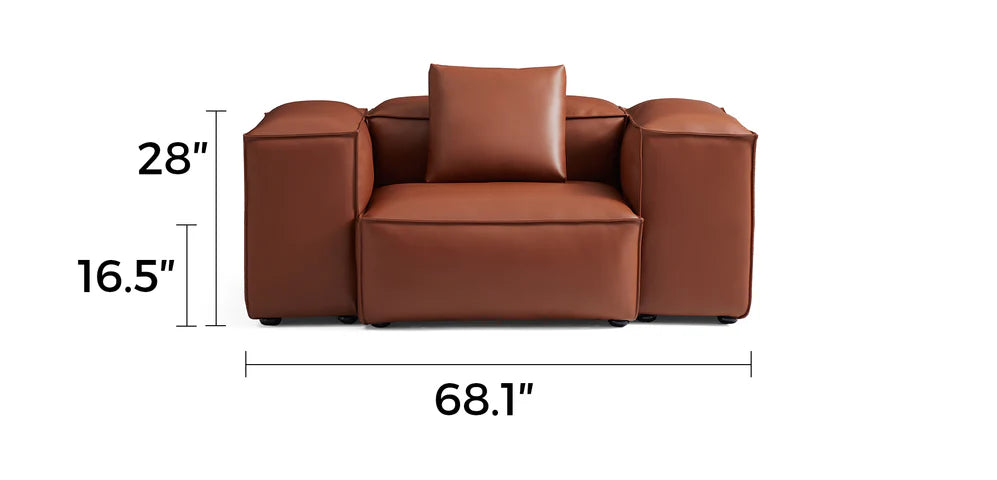Cube Modular Brown Genuine Leather Armchair