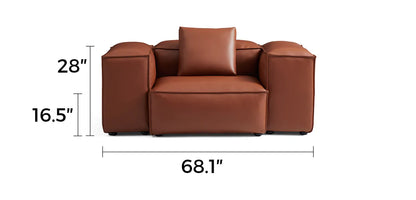Cube Modular Brown Genuine Leather Armchair