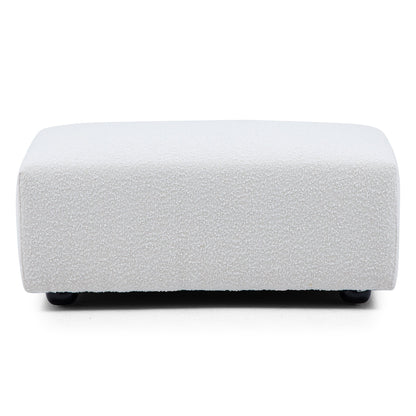 Nordic Modern Creamy Sofa with Ottoman-White